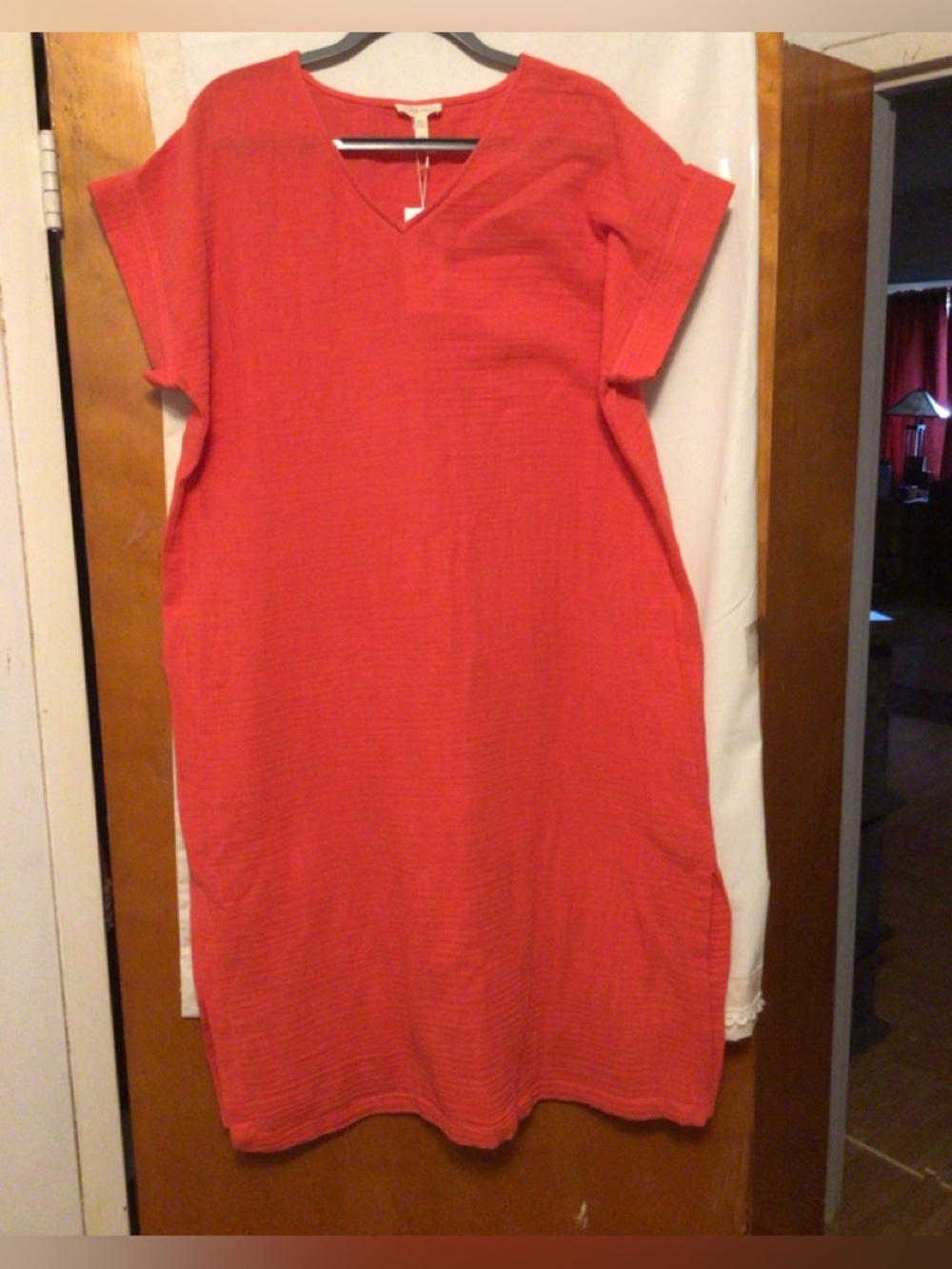 Eileen Fisher 100% organic cotton gauzy summer dress SZ L